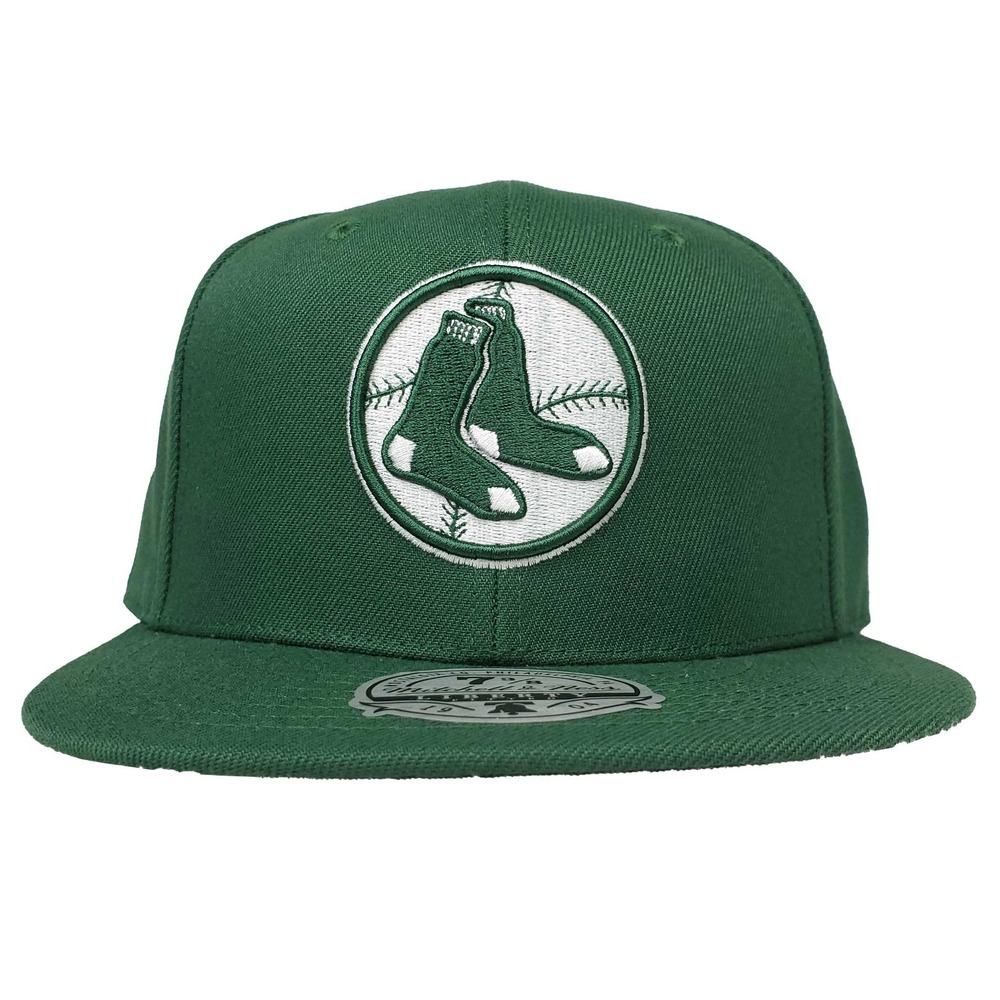 Boston Red Sox Mitchell & Ness MLB Fitted 7 3/8 Flatbill Cap Hat Green NWT